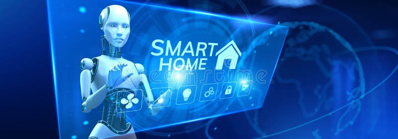 AIDriven Smart Home Automation Technology Concept 3d-rendering stock illustrationer