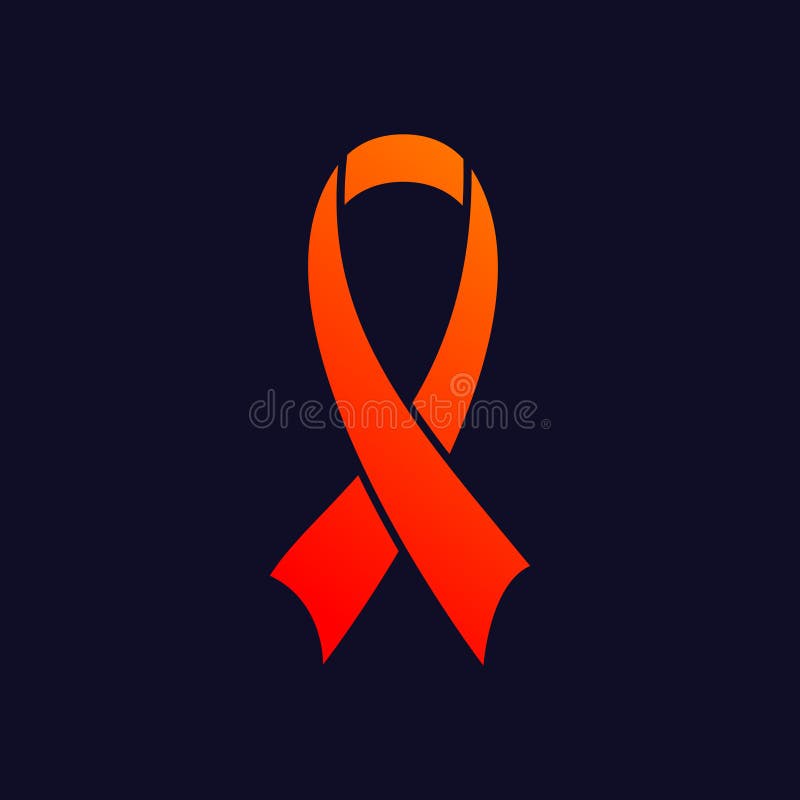 Black awareness ribbon sign orange icon on Vector Image