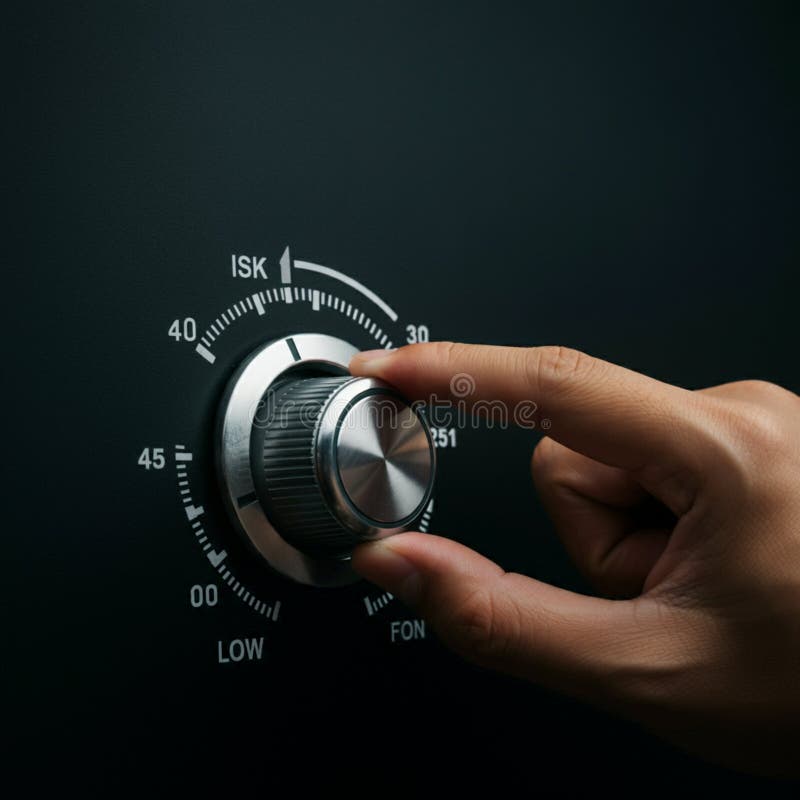 AIGenerated Hand Adjusting Rounded Square Dial with Scale - Teal Grid Background stock illustration