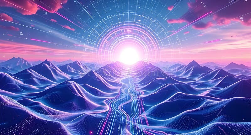 AIGenerated Virtual Mindscape ndash Visul conștiinței artificiale vector illustration