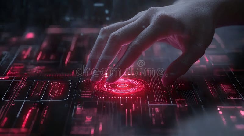 Aigenererad illustration av den rosa digitala futuristiska skärmen för handgrepp på hondjur royaltyfri fotografi