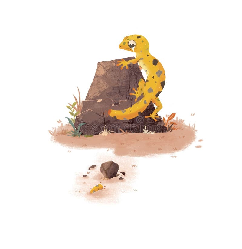 AIgenerierte Illustrationen zeigen einen süßen kleinen Gecko, der weint, weil sein Schwanz abgeschnitten ist vektor abbildung