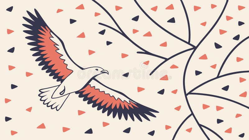Aigle majestueux volant avec branches décoratives conception vectorielle Génération AI illustration libre de droits