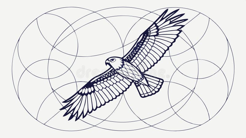 Aigle majestueux volant dans un cadre circulaire, conception vectorielle d'art animalier dynamique, IA générative illustration stock