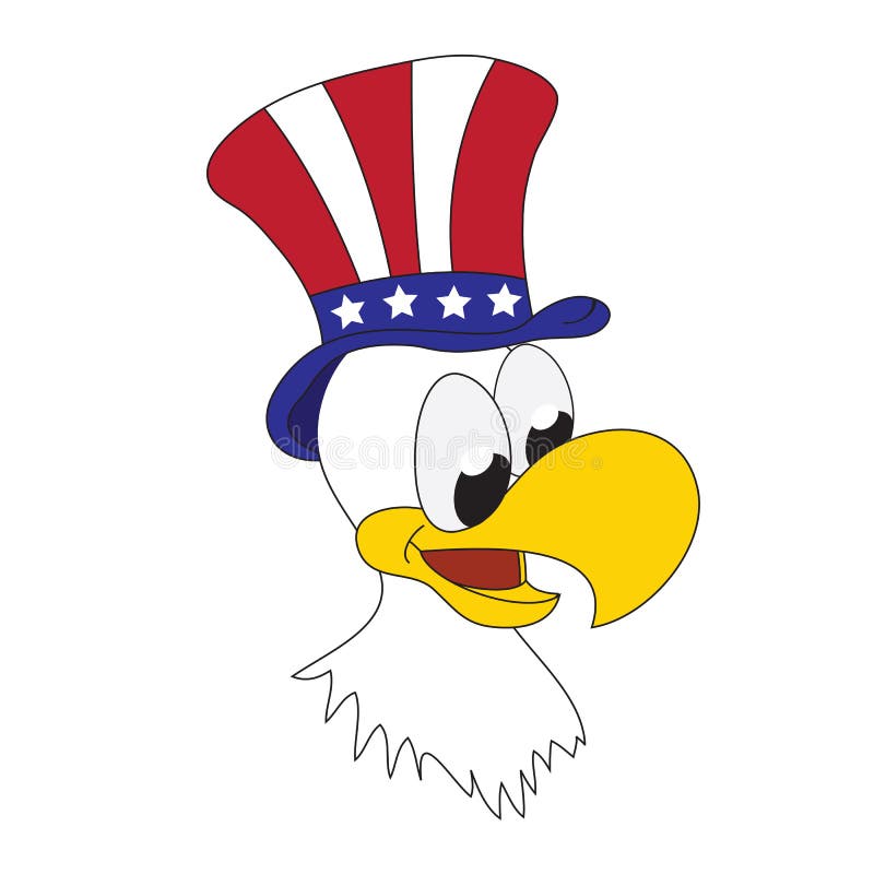 Aigle patriotique américain avec le chapeau sur sa tête illustration stock Aigle patriotique américain avec le chapeau sur sa tête illustration stock