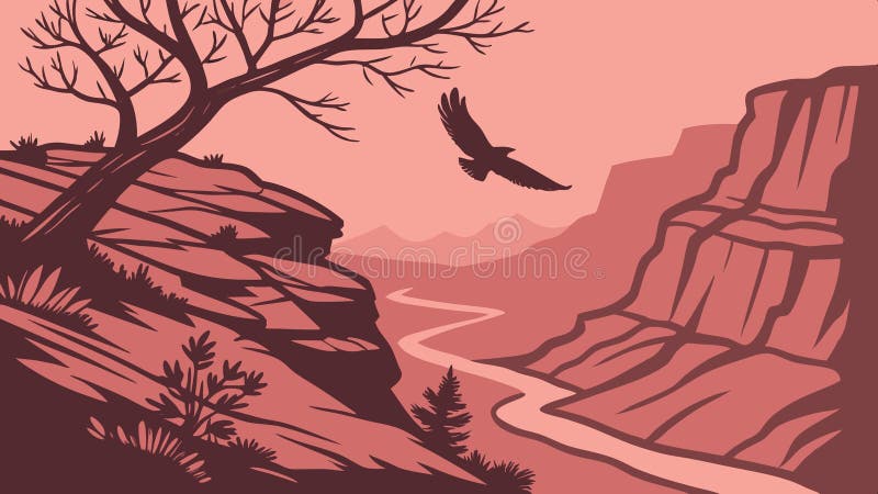 Aigle survolant des canyons du désert majestueuse conception vectorielle de la faune Génération AI illustration libre de droits