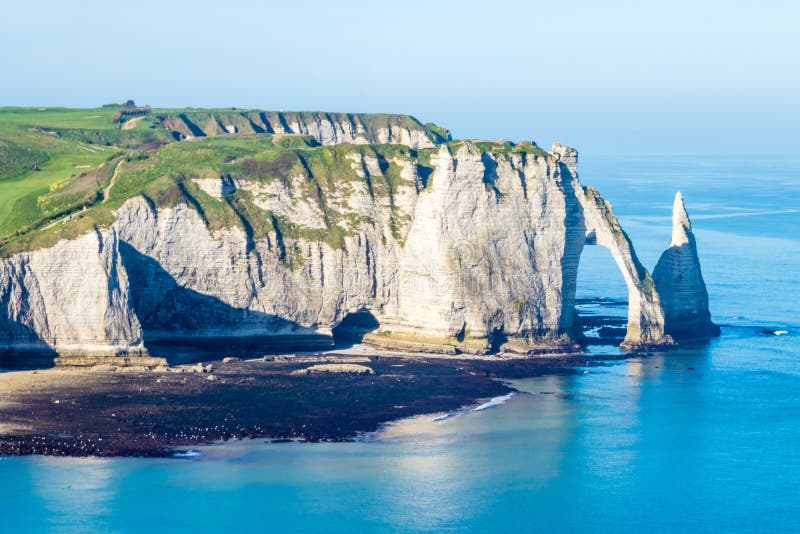 Aiguille Etretat Cliff on the Sea Side and Limestone Cliffs Stock Image ...