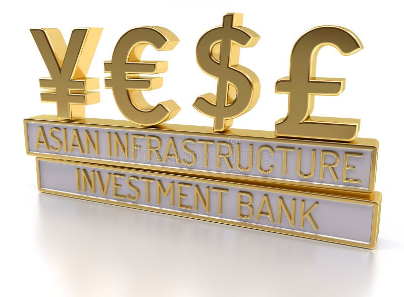 AIIB - O banco de investimento asiático da infraestrutura - 3D rendem ilustração stock AIIB - O banco de investimento asiático da infraestrutura - 3D rendem ilustração stock