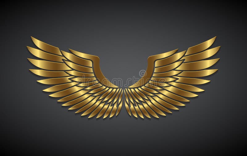 Ailes d'or sur un fond gris illustration stock Ailes d'or sur un fond gris illustration stock