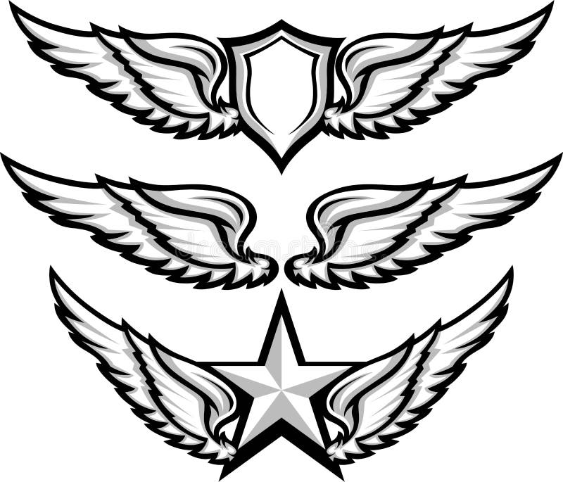 Ailes et images d'emblème d'insigne illustration stock Ailes et images d'emblème d'insigne illustration stock