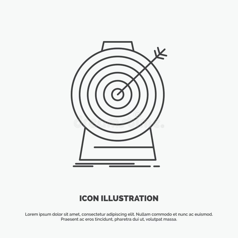 Aim, Focus, Goal, Target, Targeting Icon. Line Vector Gray Symbol for