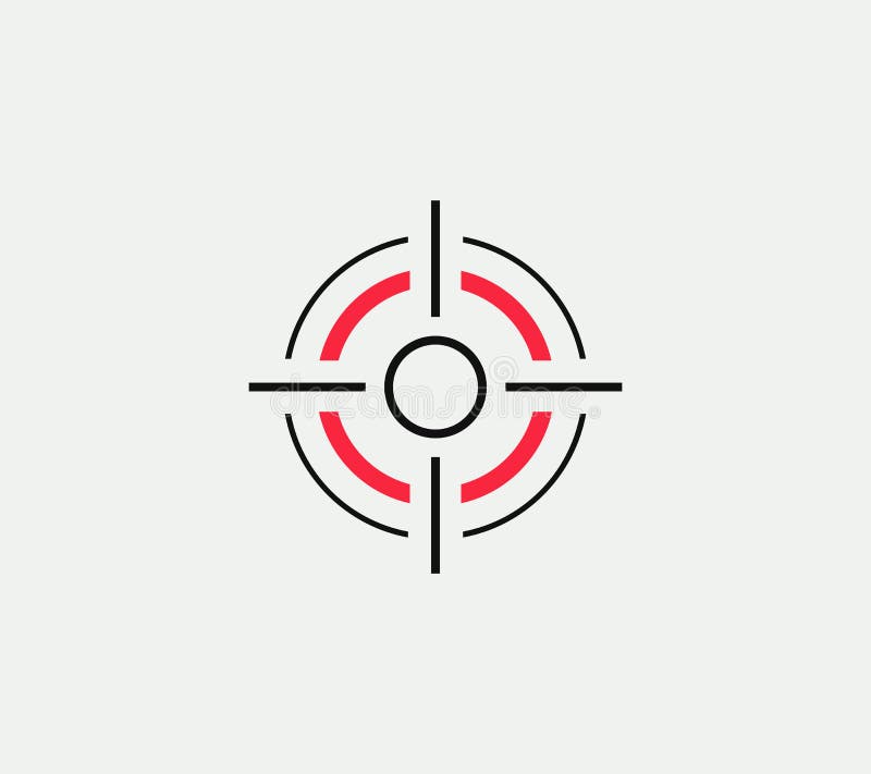 Aim vector linear stylized icon, goal abstract sign, target symbol, gun business logo template, vector illustration on