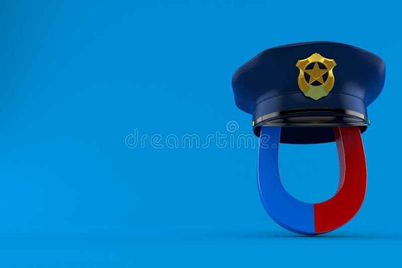 Aimant en fer à cheval avec le chapeau de police illustration de vecteur Aimant en fer à cheval avec le chapeau de police illustration de vecteur