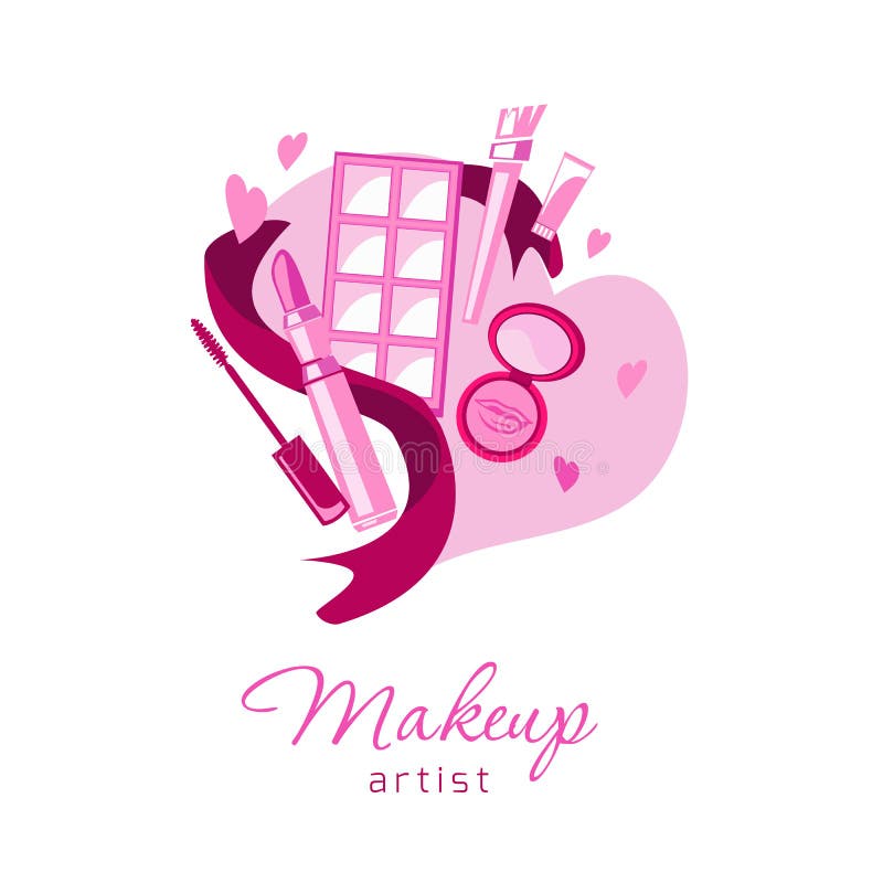 Aimer composent l'emblème de logo de beauté d'artiste sur le coeur illustration stock Aimer composent l'emblème de logo de beauté d'artiste sur le coeur illustration stock