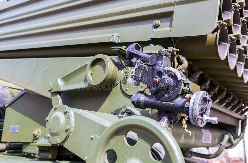 Aiming device BM-21 Grad, mechanical panoramic sight stock images