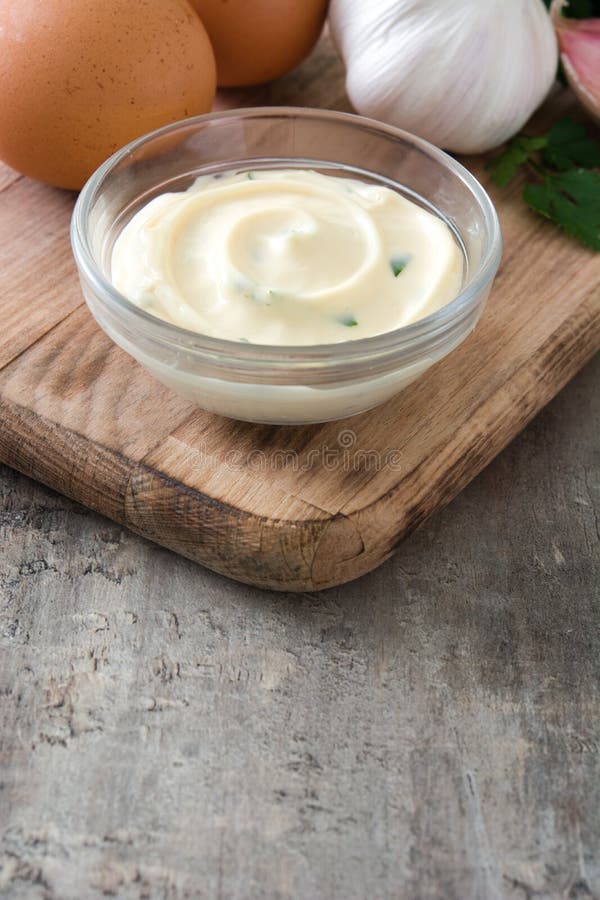 Aioli Sauce And Ingredients Stock Image Image of background, aioli