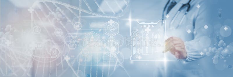AIPoled Doctor Healthcare Innovation Digital Diagnostic Advanced Medical Solutions Smart Technology Machine Learning Data royalty free illustration
