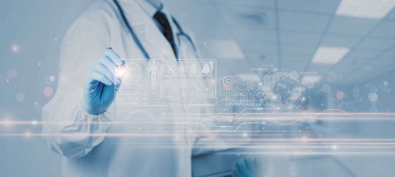 AIPoled Doctor Healthcare Innovation Digital Diagnostic Advanced Medical Solutions Smart Technology Machine Learning Data vector illustration