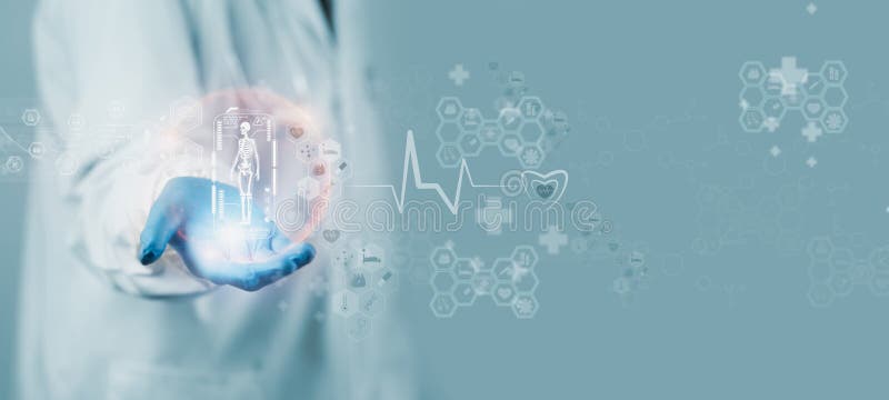 AIPoled Doctor Healthcare Innovation Digital Diagnostic Advanced Medical Solutions Smart Technology Machine Learning Data stock illustration