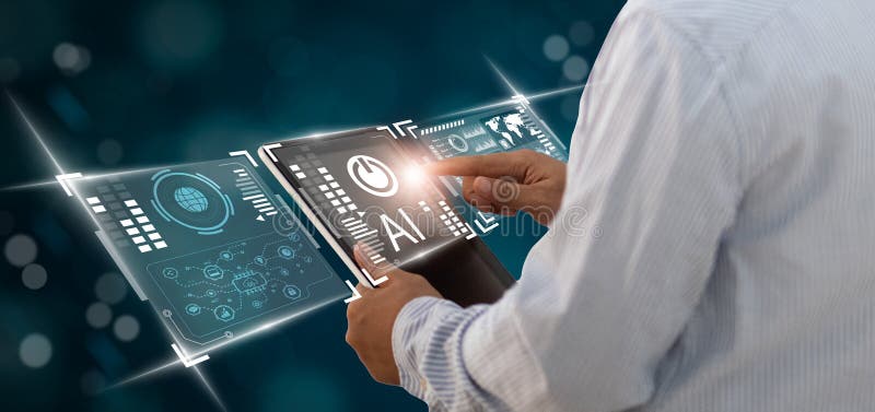 Aipower smart assistant революция повседневной жизни и работы управление задачами концепция ответ запрос автоматизации процедур стоковые фотографии rf