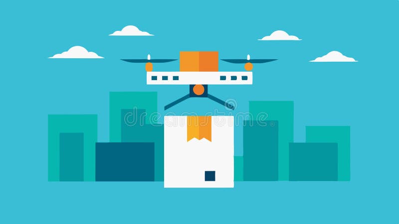 AIPowered Drone Delivery A delivery drone equipped with AI technology efficiently transporting a package using realtime stock illustration