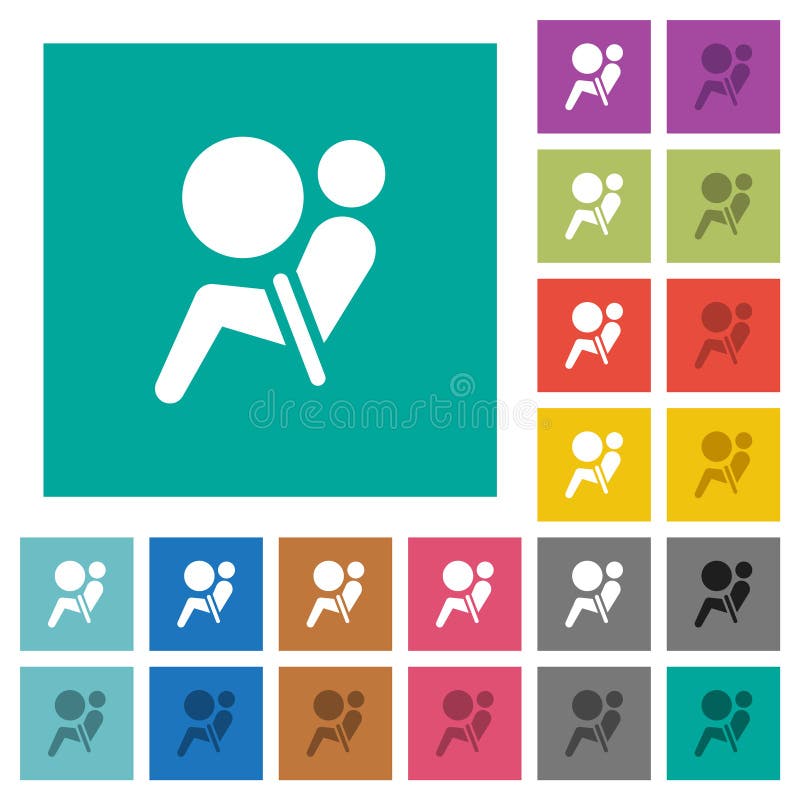 Air Bag Dashboard Indicator Square Flat Multi Colored Icons Stock