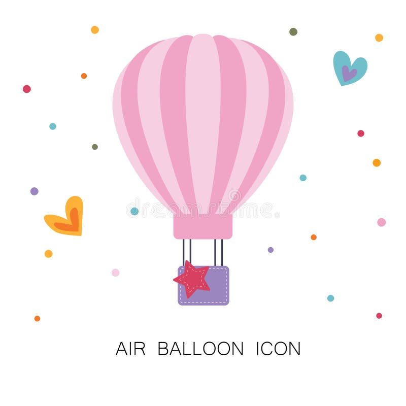 Baby Shower Card With Cute Hot Air Balloon On Blue Background