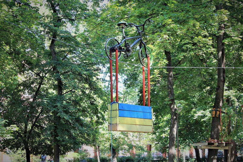 air bike children`s attraction in a leisure park