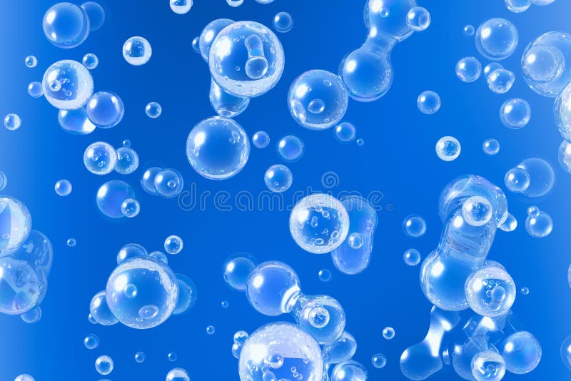 Air bubbles in blue water