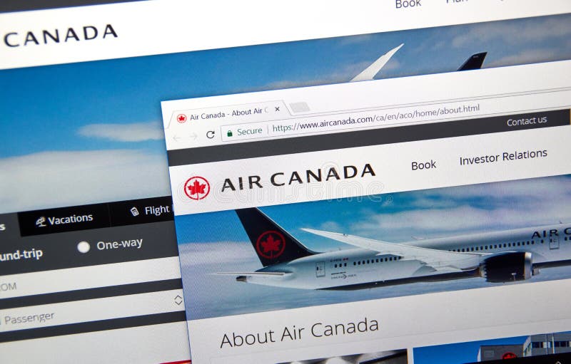 Air Canada representantwebbplats fotografering för bildbyråer Air Canada representantwebbplats fotografering för bildbyråer
