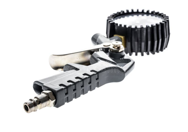Air Compressor Gun with Manometer Isolated on a White Background Stock Photo Image of garage