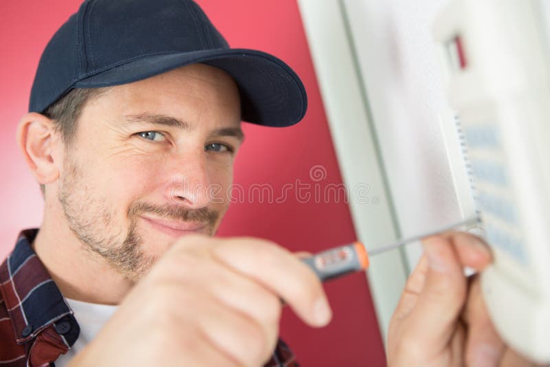 Air con maintenance man stock photo. Image of detail 263895518