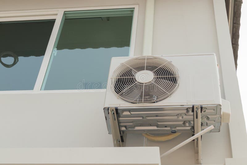 Air Condition Outdoor Unit Compressor Install Outside the House Stock