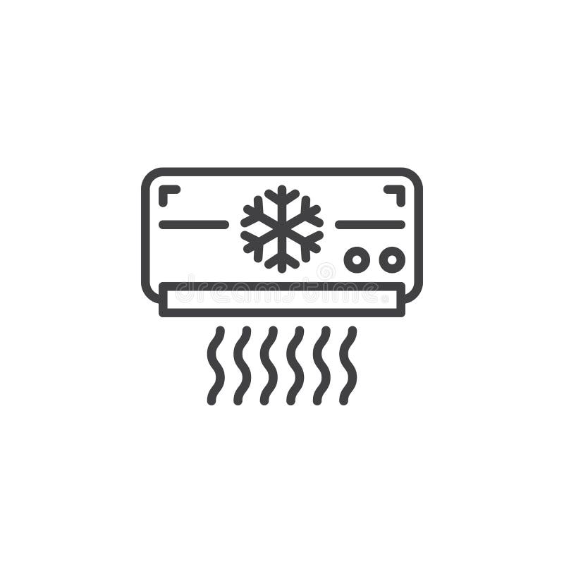 Air Conditioner Line Icon, Outline Vector Sign, Linear Pictogram Isolated on White. Stock Vector