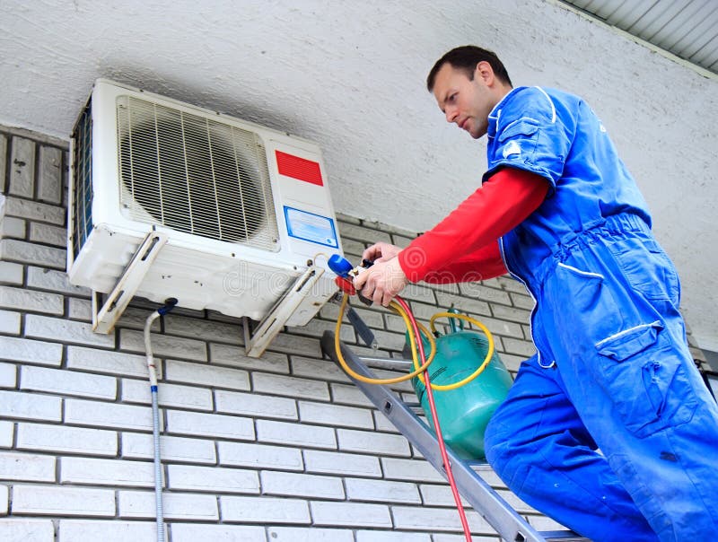 Air conditioner stock image. Image of installation, install 32697921