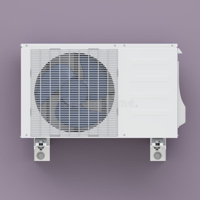 Air Conditioner Outdoor Unit on Purple Background 3d Render Stock