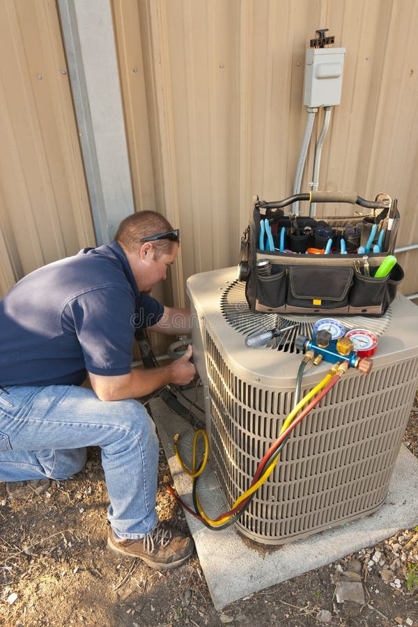 Air Conditioner Repair Man stock image. Image of professional 27415733