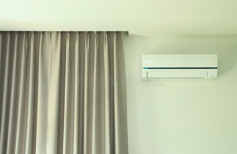 Air Conditioner Wall Type with Curtain Stock Photo Image of comfort