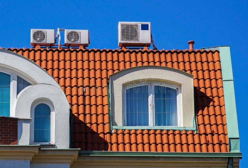 Air Conditioners on the Roof Stock Image Image of household