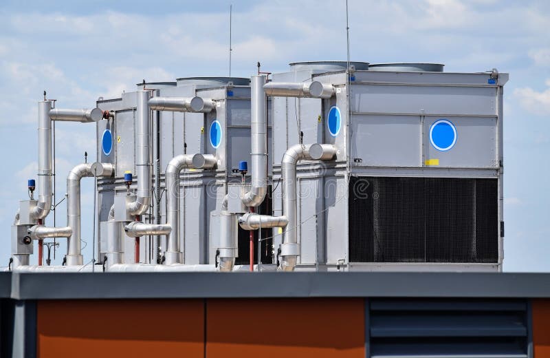 Air Conditioners on the Top of an Office Building Stock Image Image