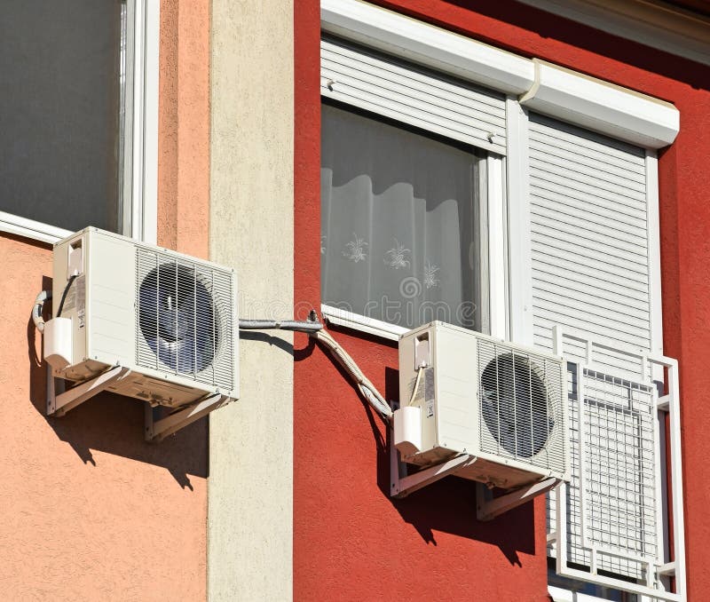Air Conditioners on the Wall of an Office Building Stock Image Image