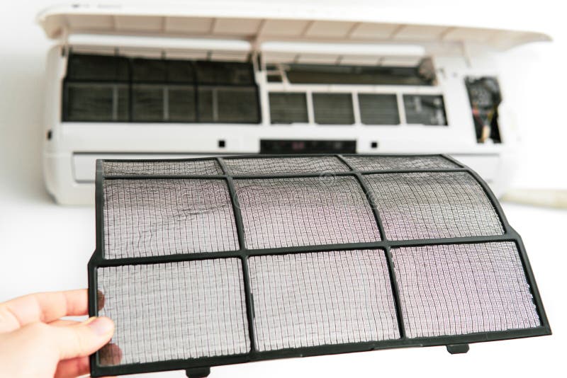 Air Conditioning Maintenance and Filter Cleaning Stock Image Image of