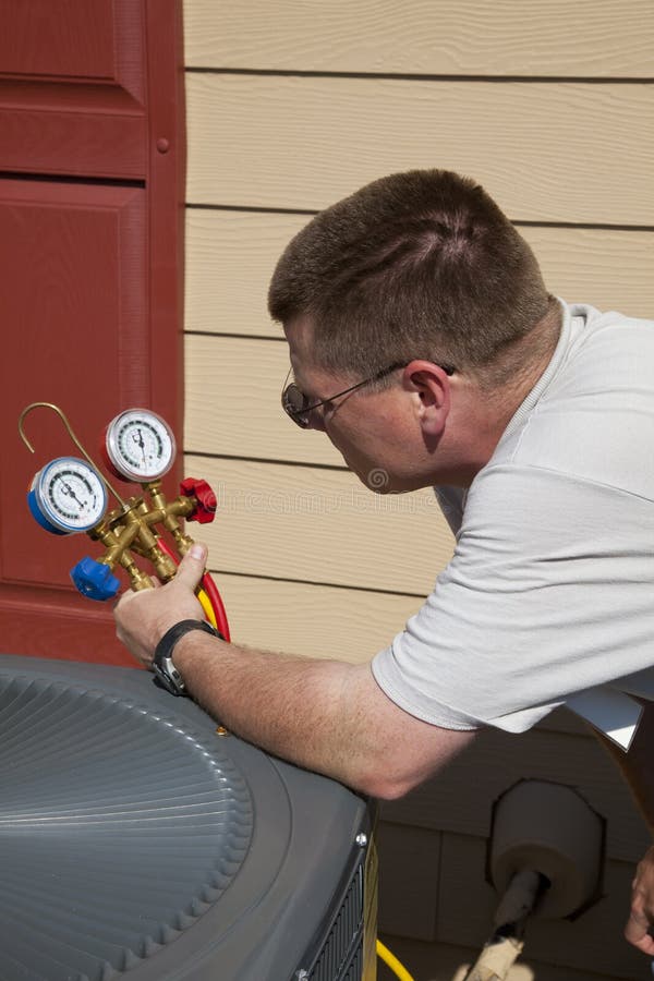 Air Conditioner Repair Man stock image. Image of professional 27415733