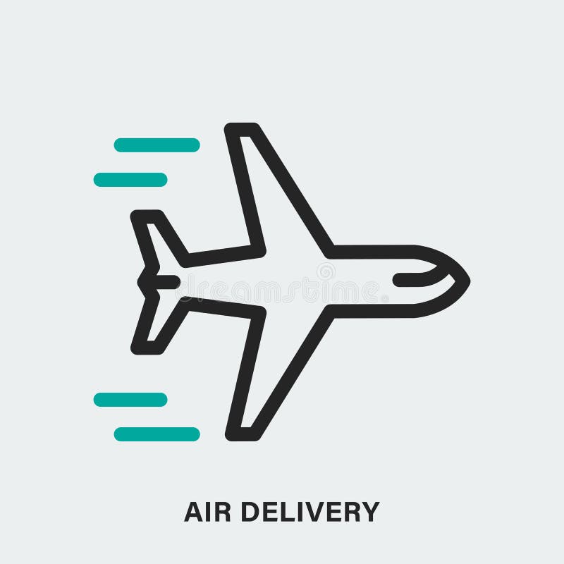 Air Delivery Linear Isolated Icon. Vector Outline Pictogram of Flying ...