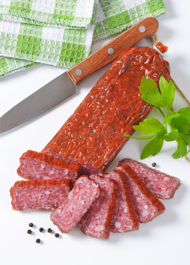 Air dried salami stock image. Image of green, background 73261519