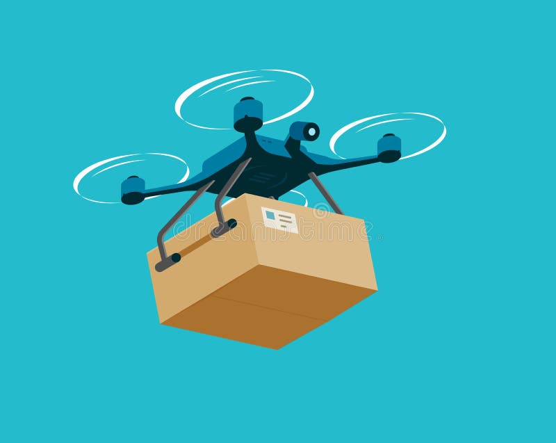 Air Drone with Box. Delivery Service Vector Illustration Stock Vector ...