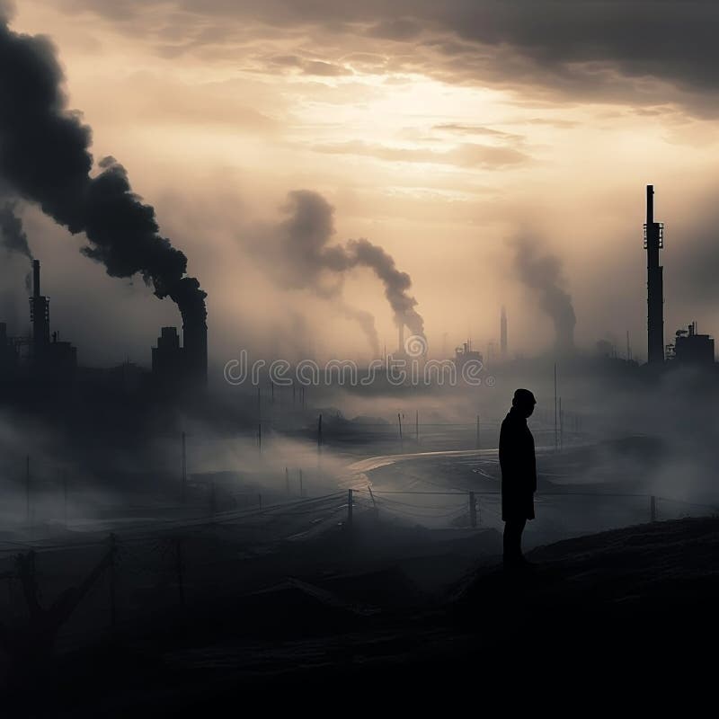 Chimney Smoke behind Standing Man · Free Stock Photo