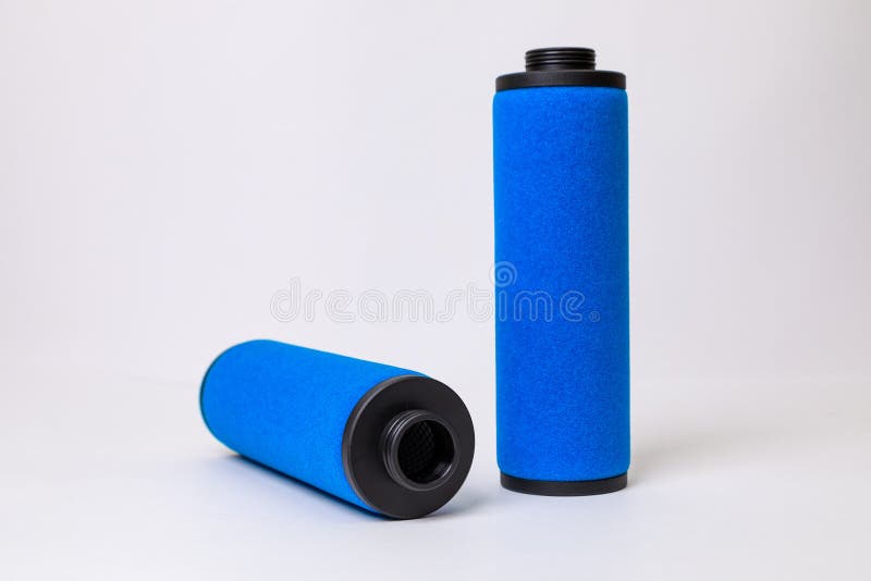 Air Filters for a Compressor with Foam Rubber, on a White Backgroun