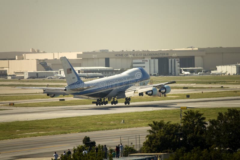 Air Force One Arrives in Long Beach, CA