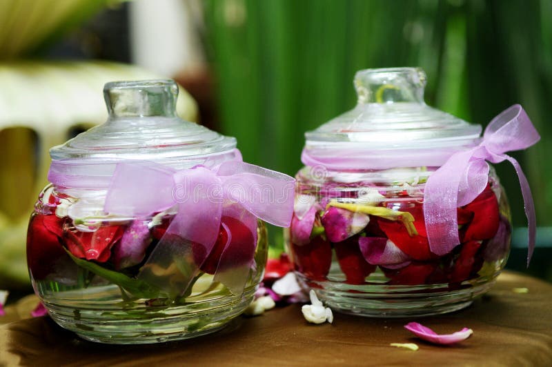 Air Kembang on Clear Jars stock image